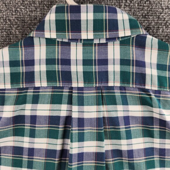 VTG LL Bean Button Up Shirt Short Sleeve Plaid Cotton Blend 16.5 Woven Oxford - Picture 14 of 14